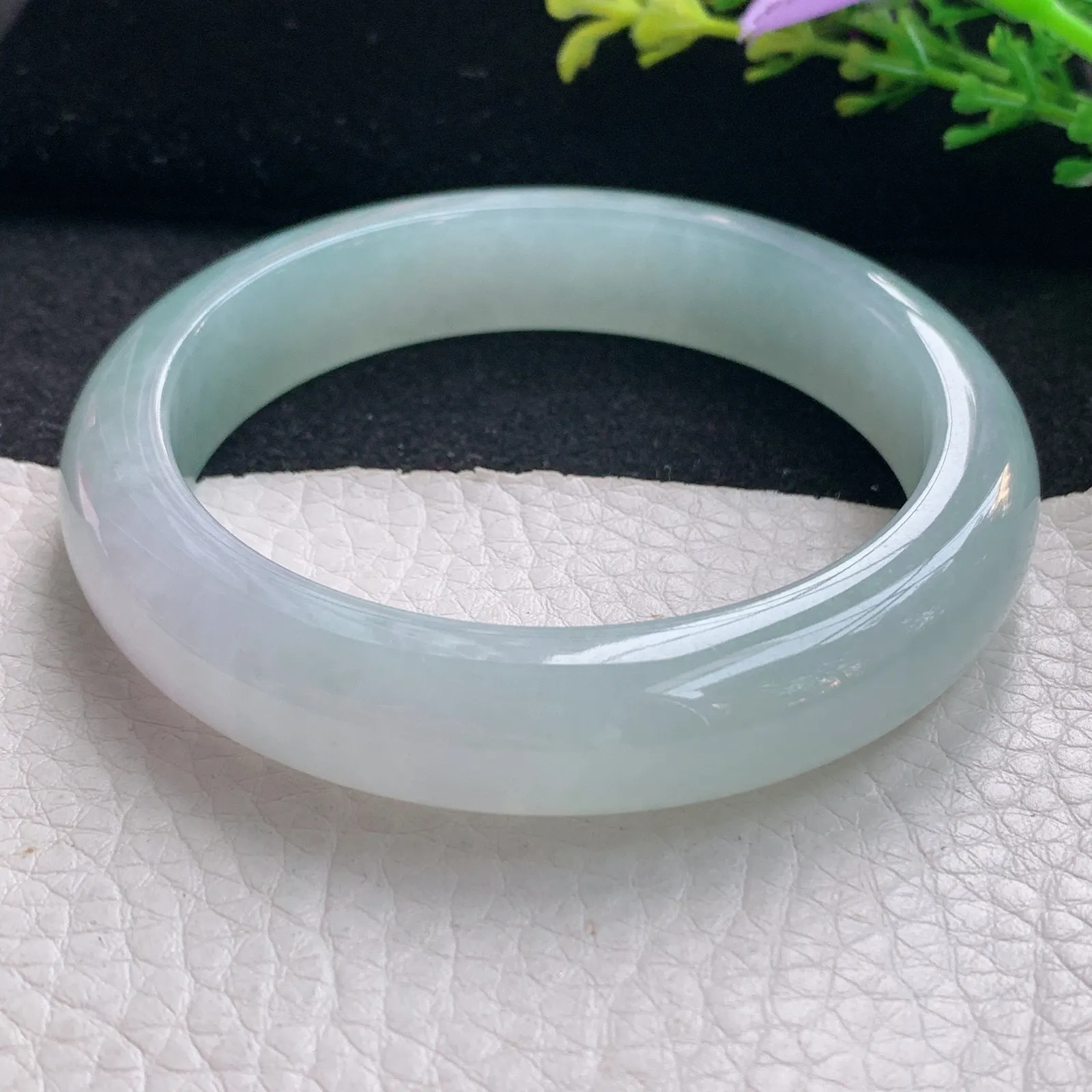 r自然光56.5*12.5*8.5平安镯 翡翠a货玉手镯清爽宽边珠宝玉手环