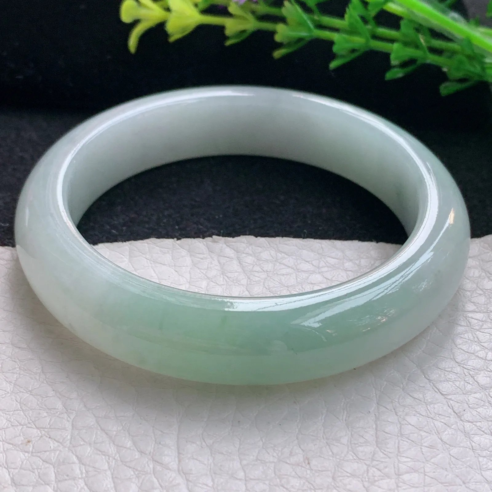 xx自然光54.5*12.8*8.3平安镯 翡翠a货玉手镯清新宽边珠宝玉手环