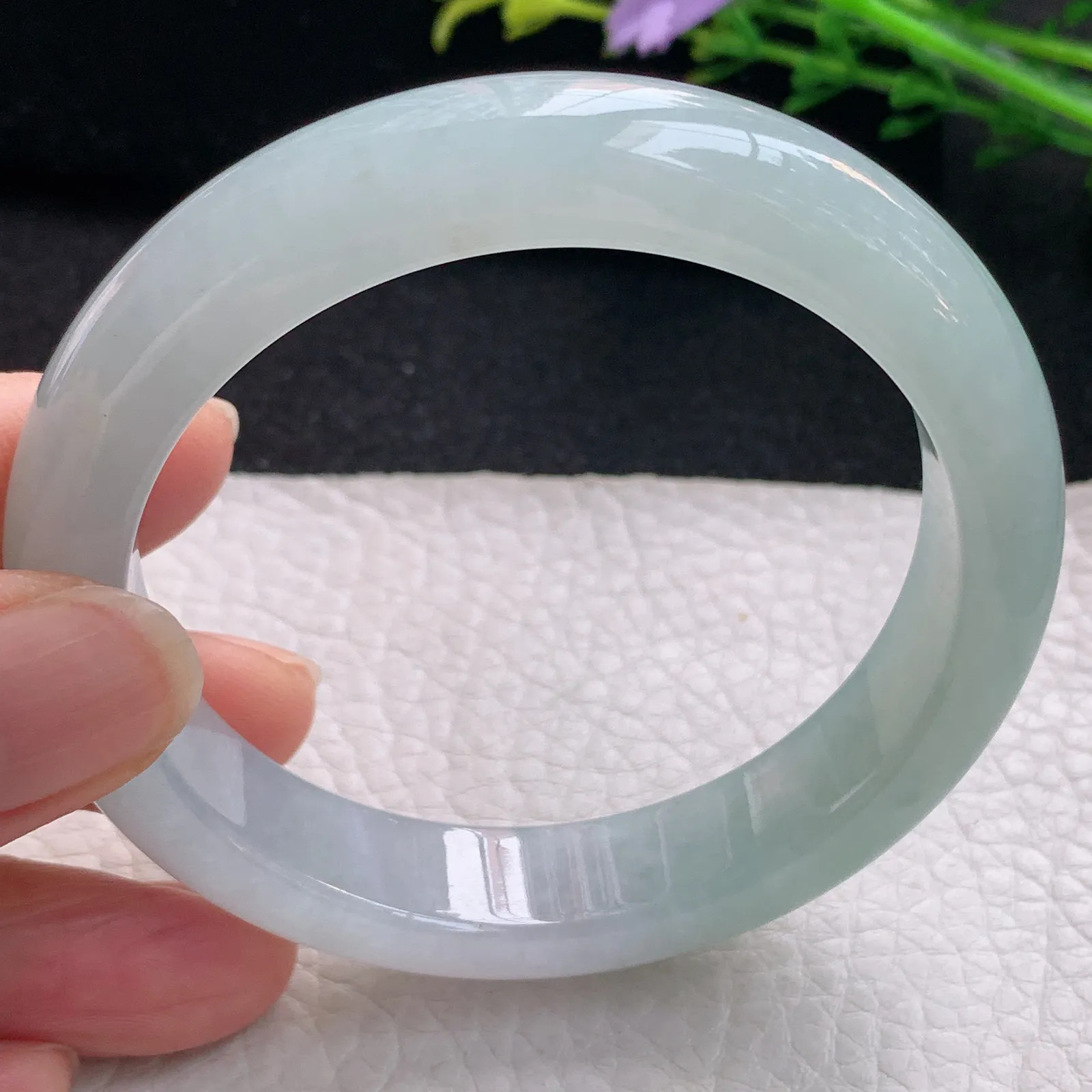 r自然光56.5*12.5*8.5平安镯 翡翠a货玉手镯清爽宽边珠宝玉手环