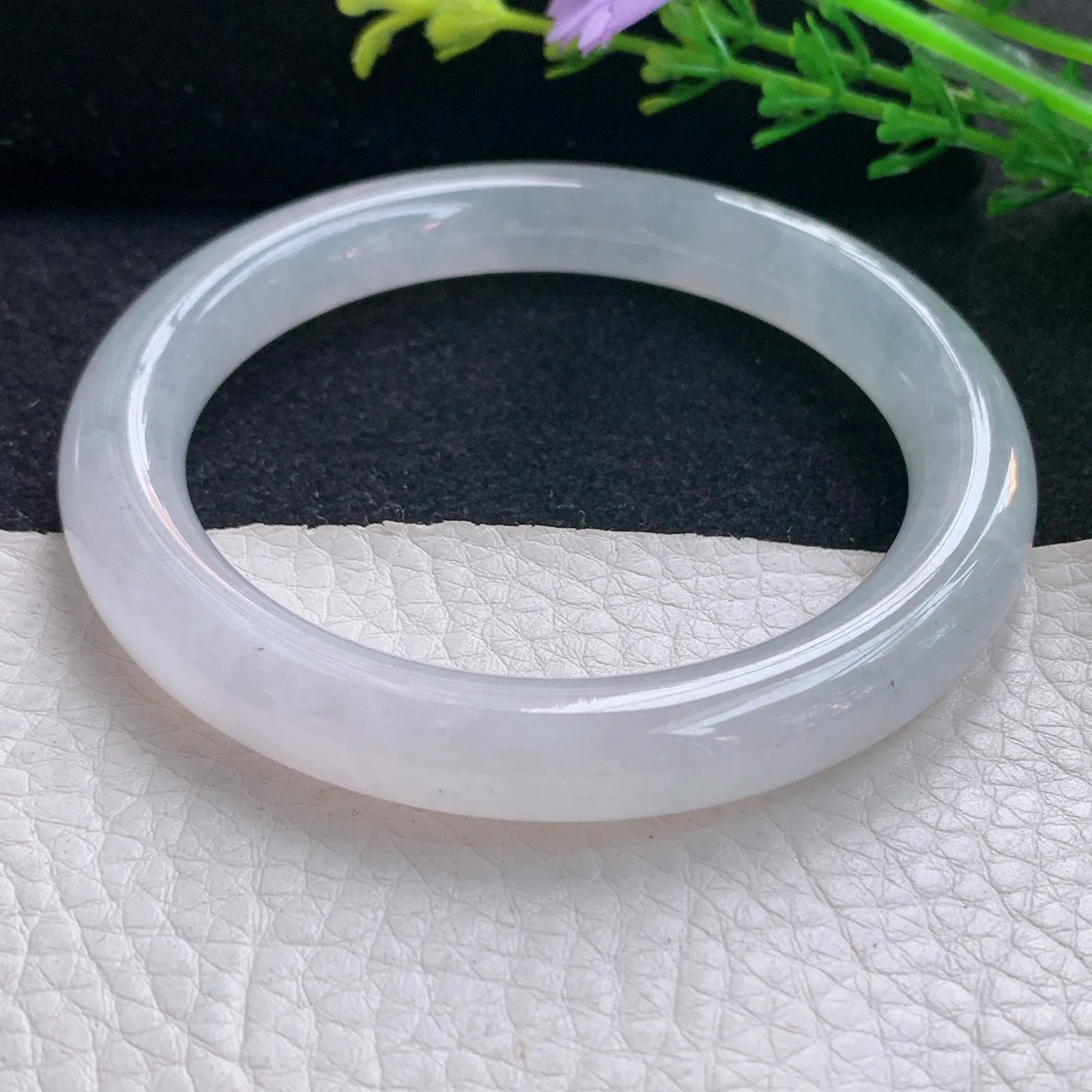 nr自然光56*9.3美人镯 翡翠a货玉手镯冰润圆条珠宝玉手环