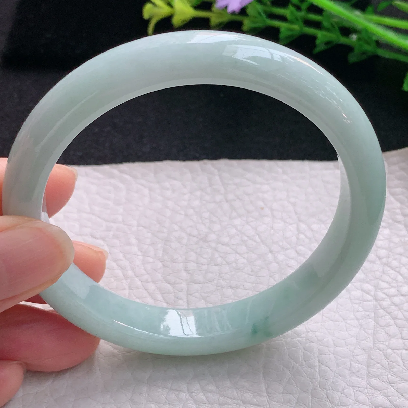 xx大圈口60*11*8平安镯 翡翠a货玉手镯清新飘花宽边珠宝玉手环