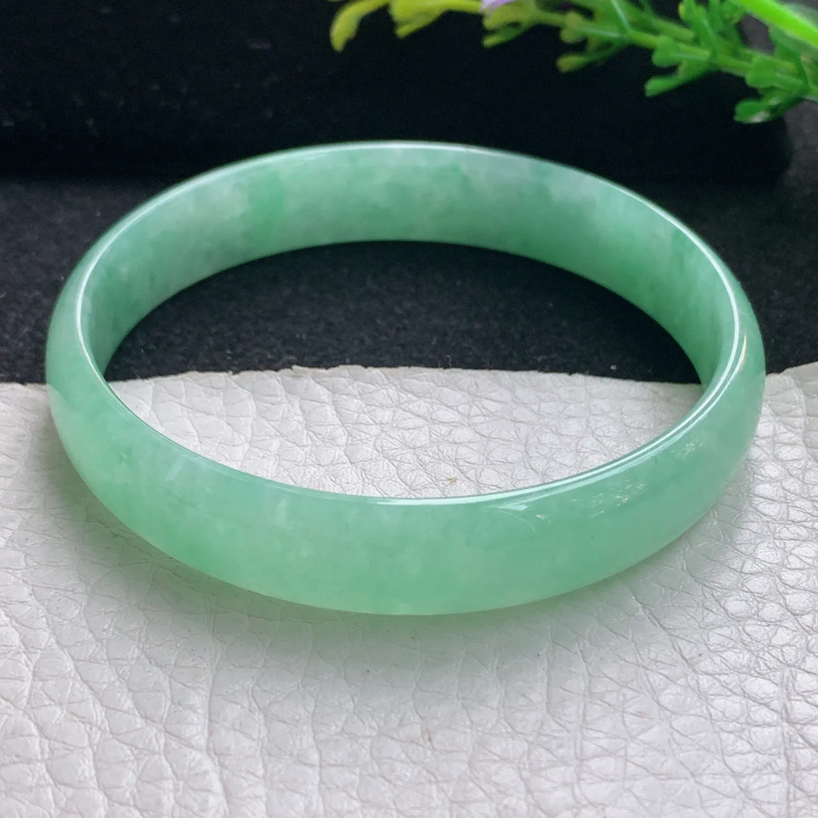 hy自然光58*11.5*5平安镯 翡翠a货玉手镯清爽满绿宽边珠宝玉手环