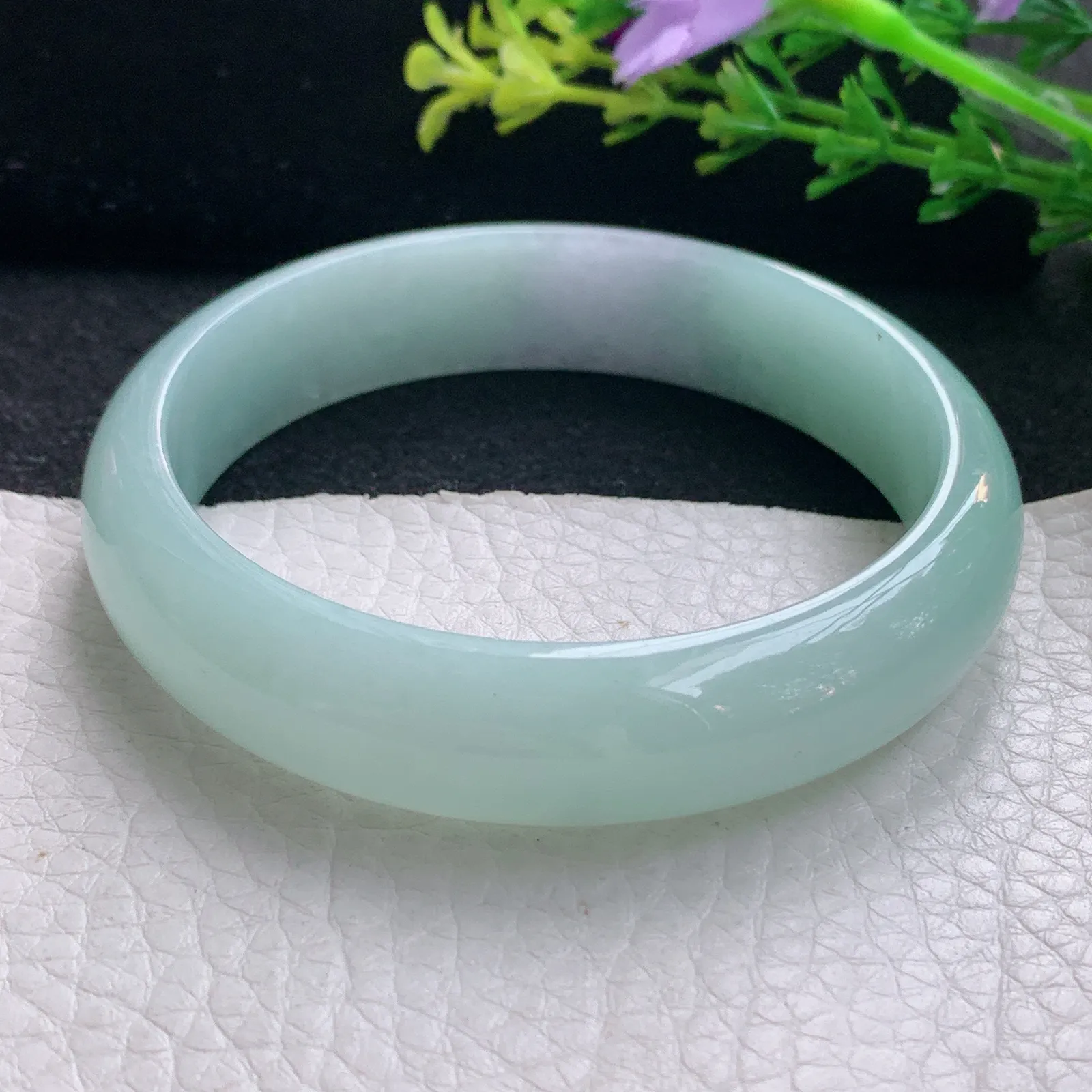 nr自然光59*13.9*7平安镯 翡翠a货玉手镯春带彩宽边珠宝玉手环