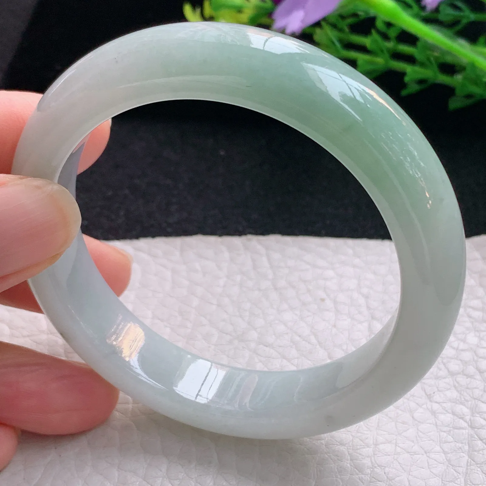 xx自然光54.5*12.8*8.3平安镯 翡翠a货玉手镯清新宽边珠宝玉手环