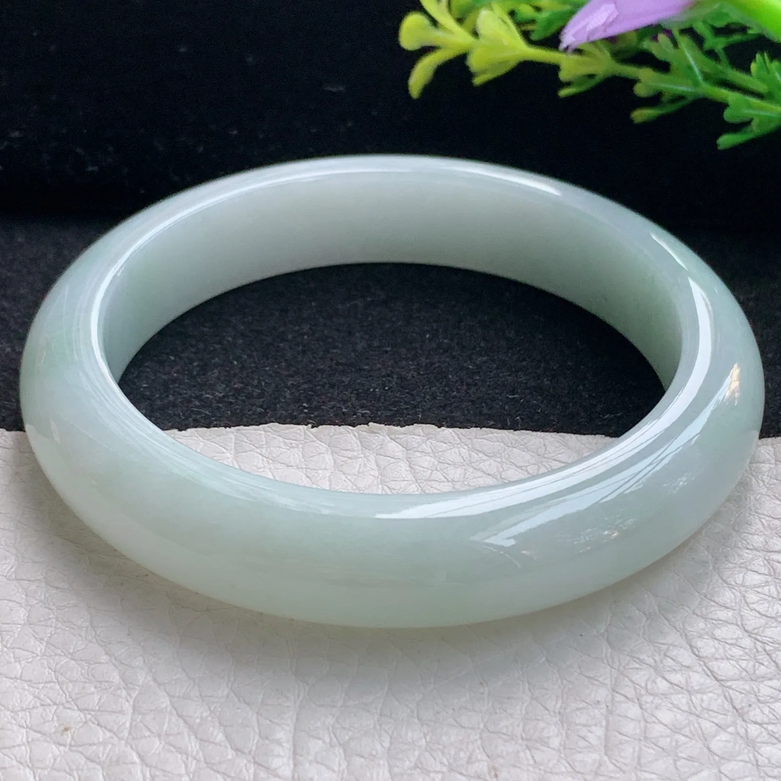 hy自然光58*12.3*8.6平安镯 翡翠a货玉手镯淡雅宽边珠宝玉手环