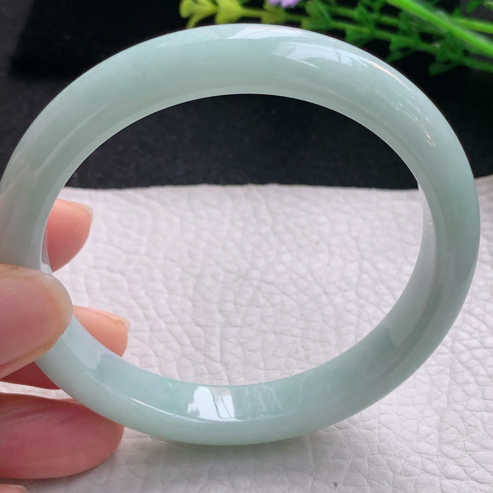 xx大圈口60*11*8平安镯 翡翠a货玉手镯清新飘花宽边珠宝玉手环