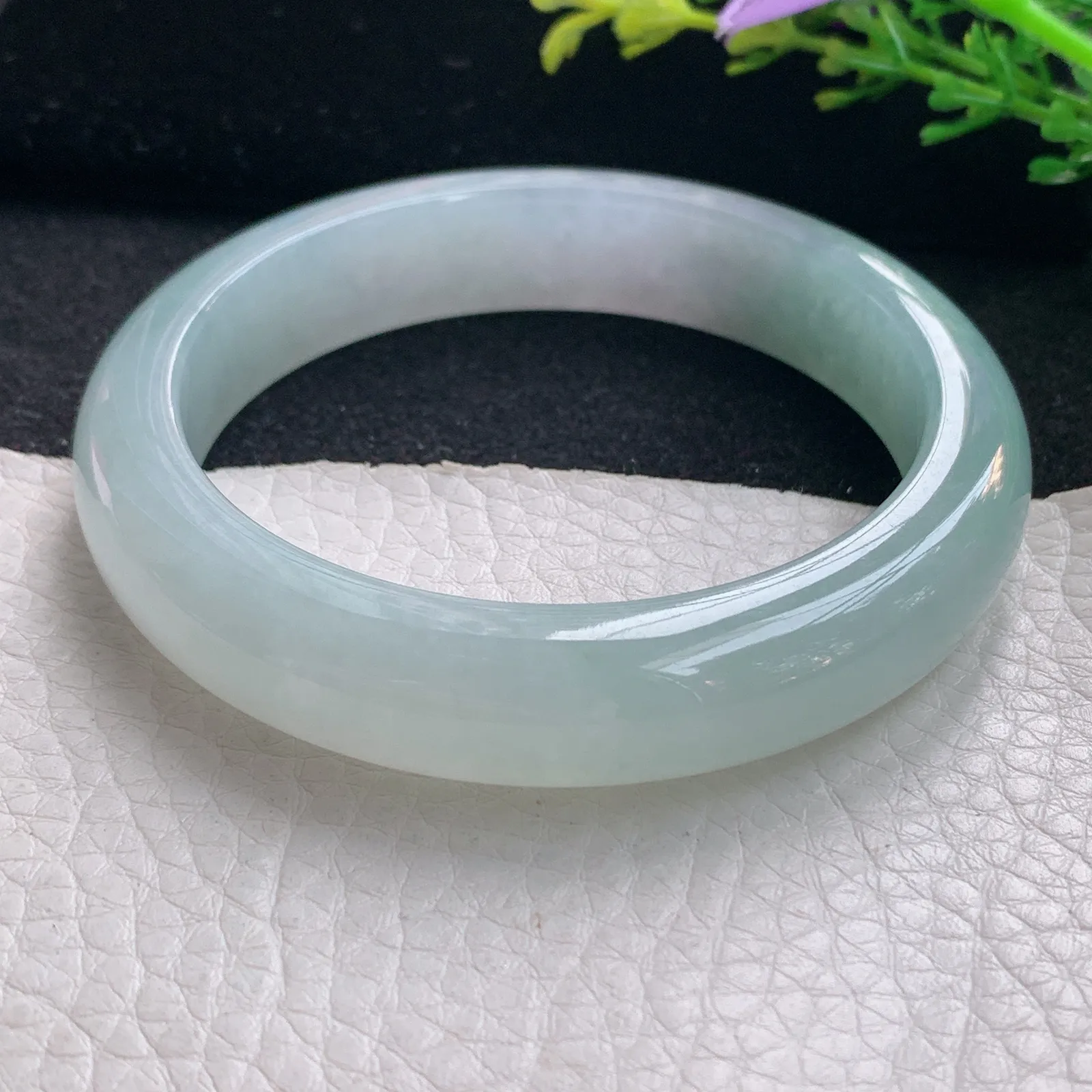 r自然光56.5*12.5*8.5平安镯 翡翠a货玉手镯清爽宽边珠宝玉手环