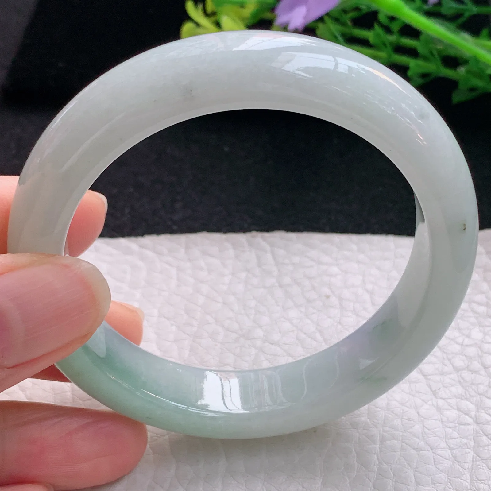 xx自然光54.5*12.8*8.3平安镯 翡翠a货玉手镯清新宽边珠宝玉手环