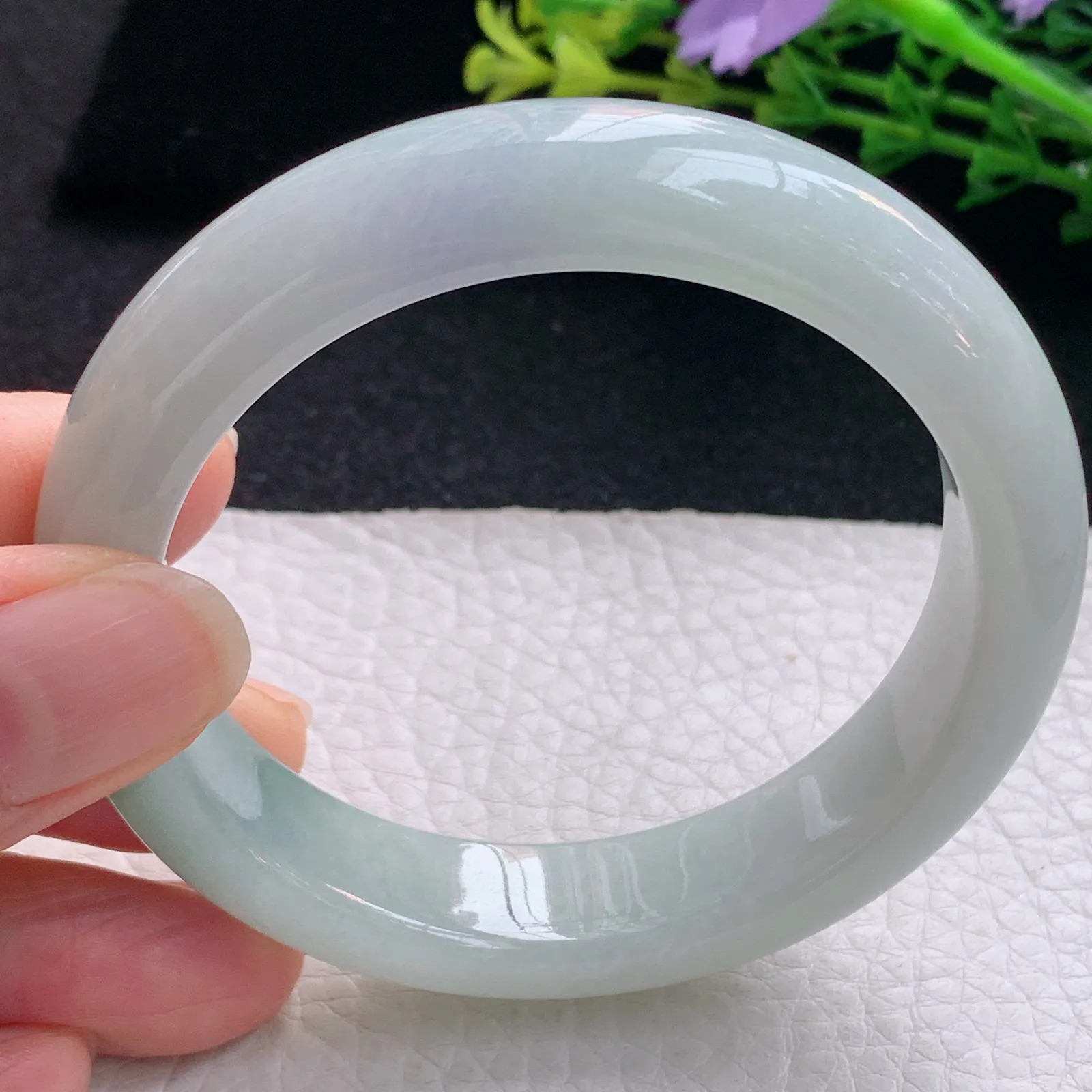 xx自然光54.5*12.8*8.3平安镯 翡翠a货玉手镯清新宽边珠宝玉手环