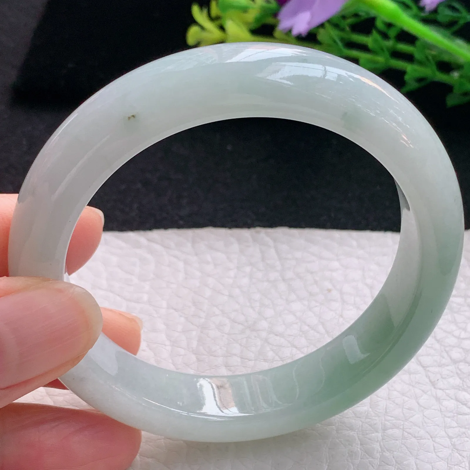 xx自然光54.5*12.8*8.3平安镯 翡翠a货玉手镯清新宽边珠宝玉手环