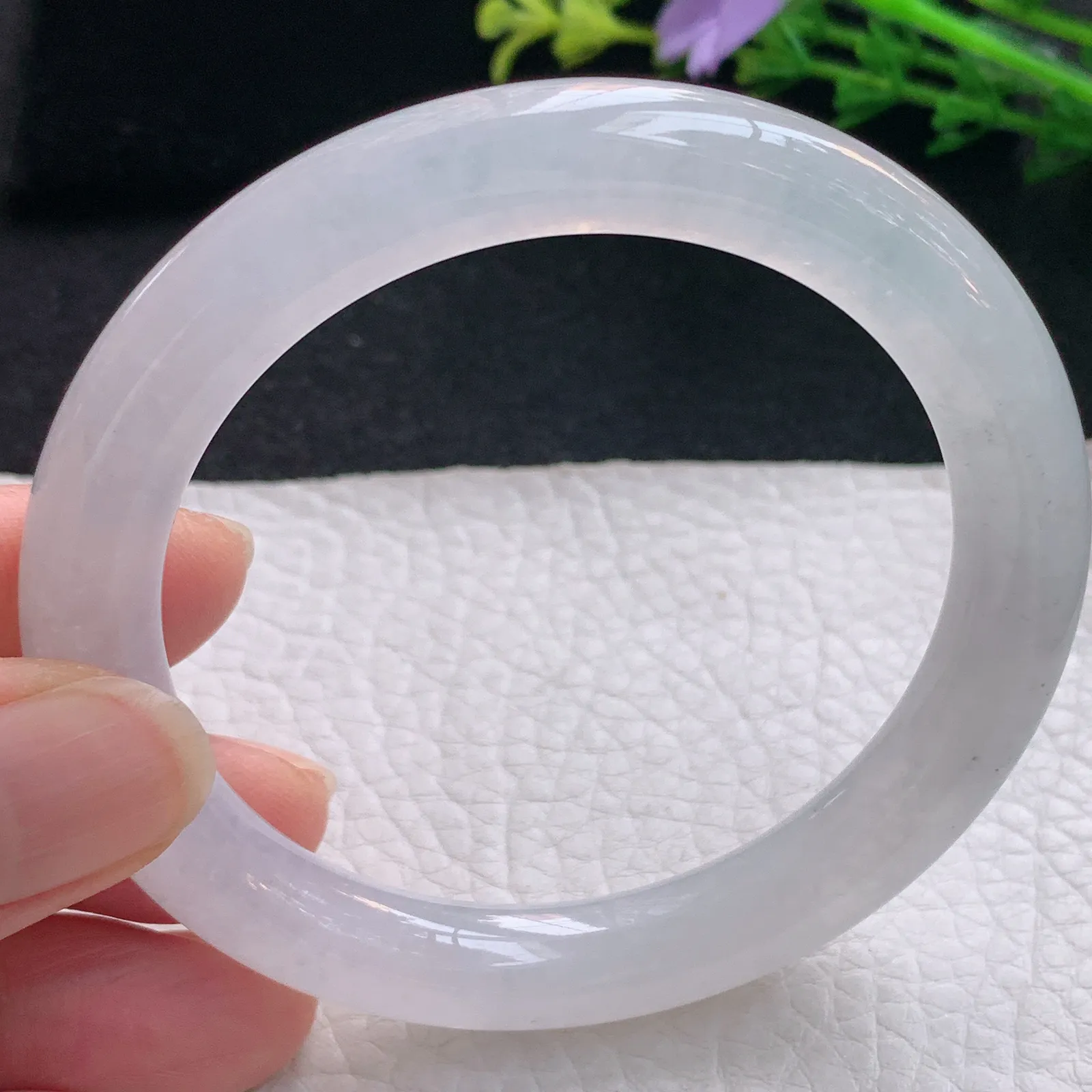 nr自然光56*9.3美人镯 翡翠a货玉手镯冰润圆条珠宝玉手环