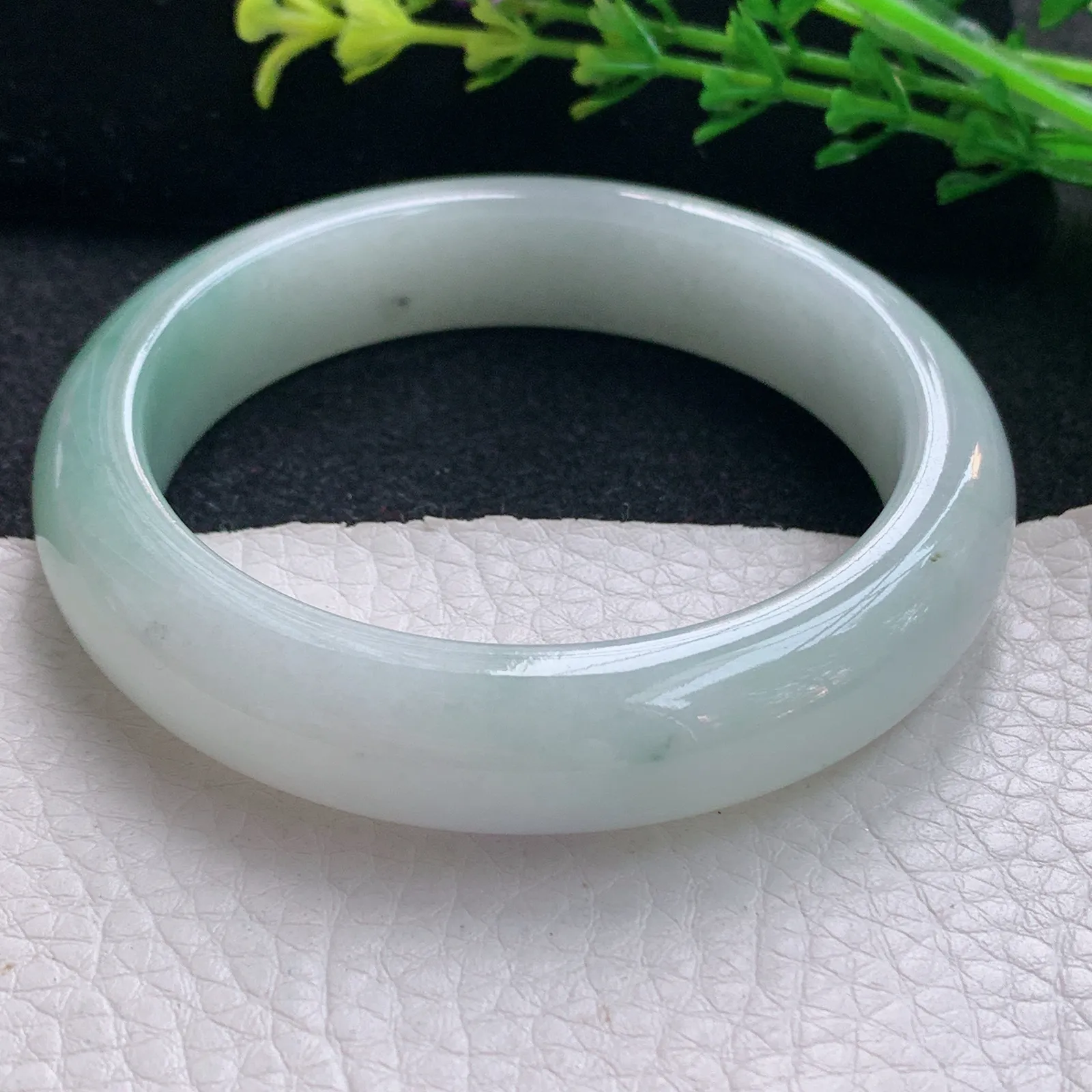 xx自然光54.5*12.8*8.3平安镯 翡翠a货玉手镯清新宽边珠宝玉手环