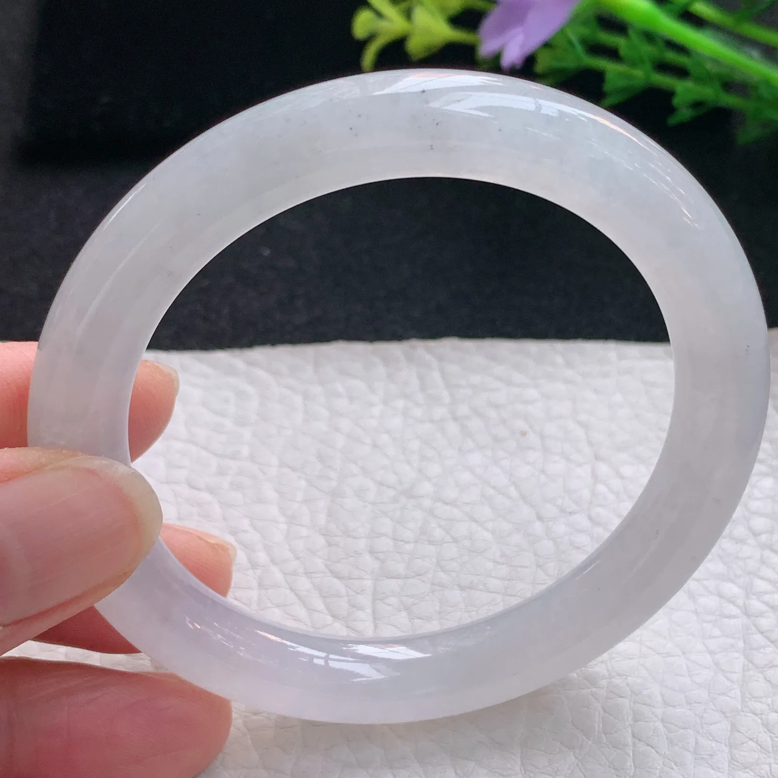 nr自然光56*9.3美人镯 翡翠a货玉手镯冰润圆条珠宝玉手环