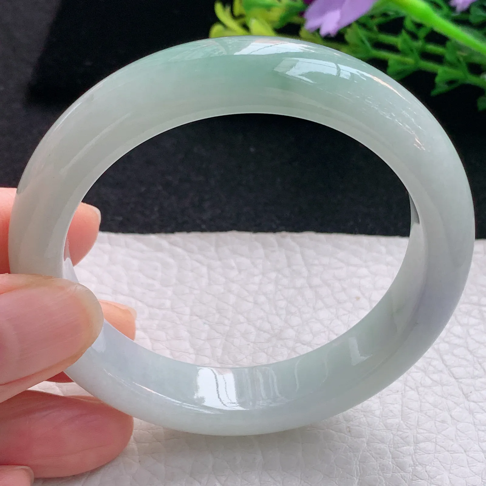 xx自然光54.5*12.8*8.3平安镯 翡翠a货玉手镯清新宽边珠宝玉手环