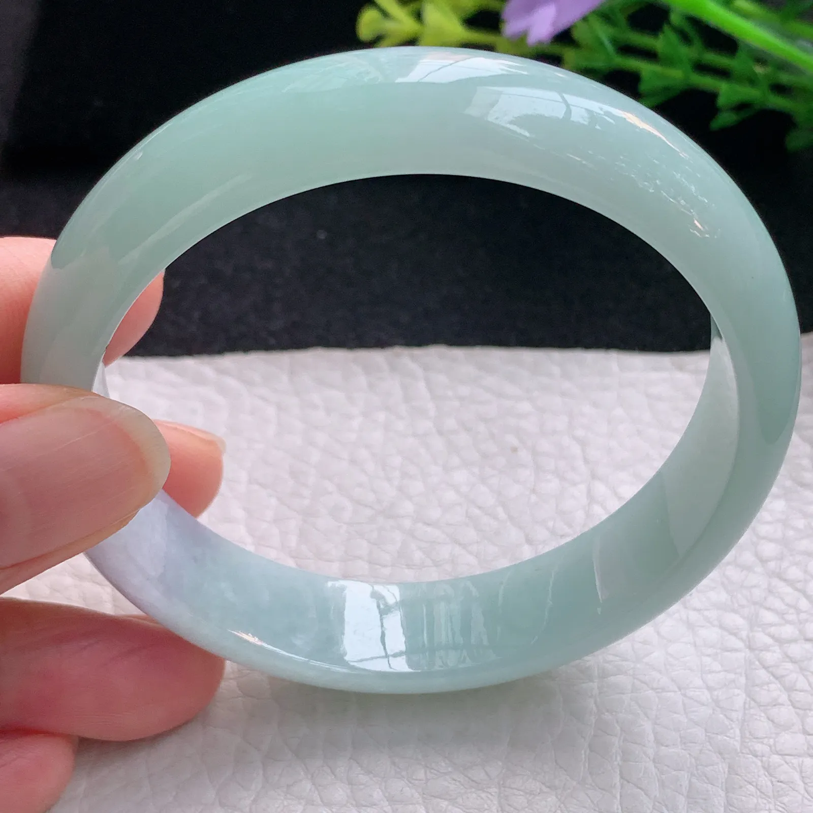 nr自然光59*13.9*7平安镯 翡翠a货玉手镯春带彩宽边珠宝玉手环