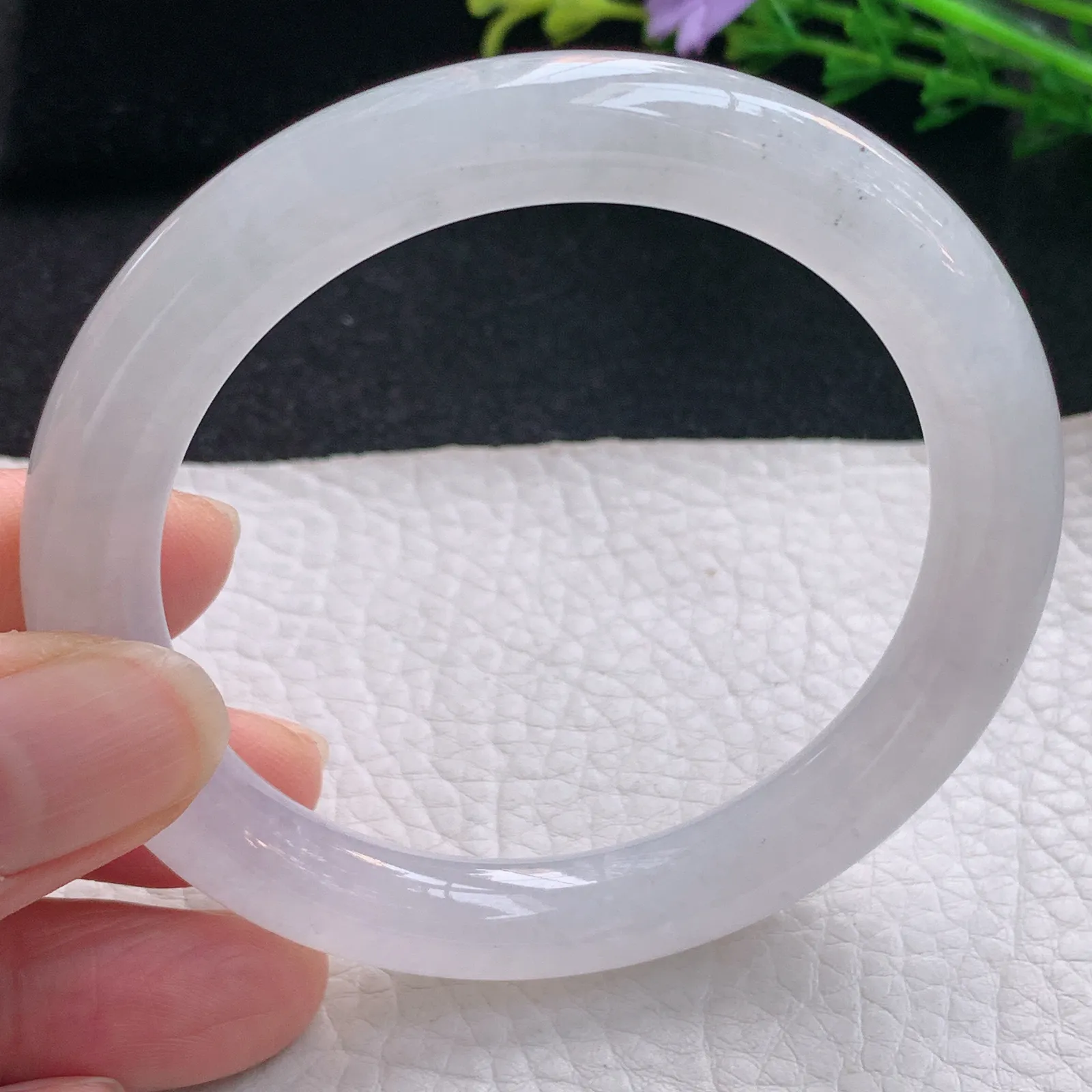 nr自然光56*9.3美人镯 翡翠a货玉手镯冰润圆条珠宝玉手环