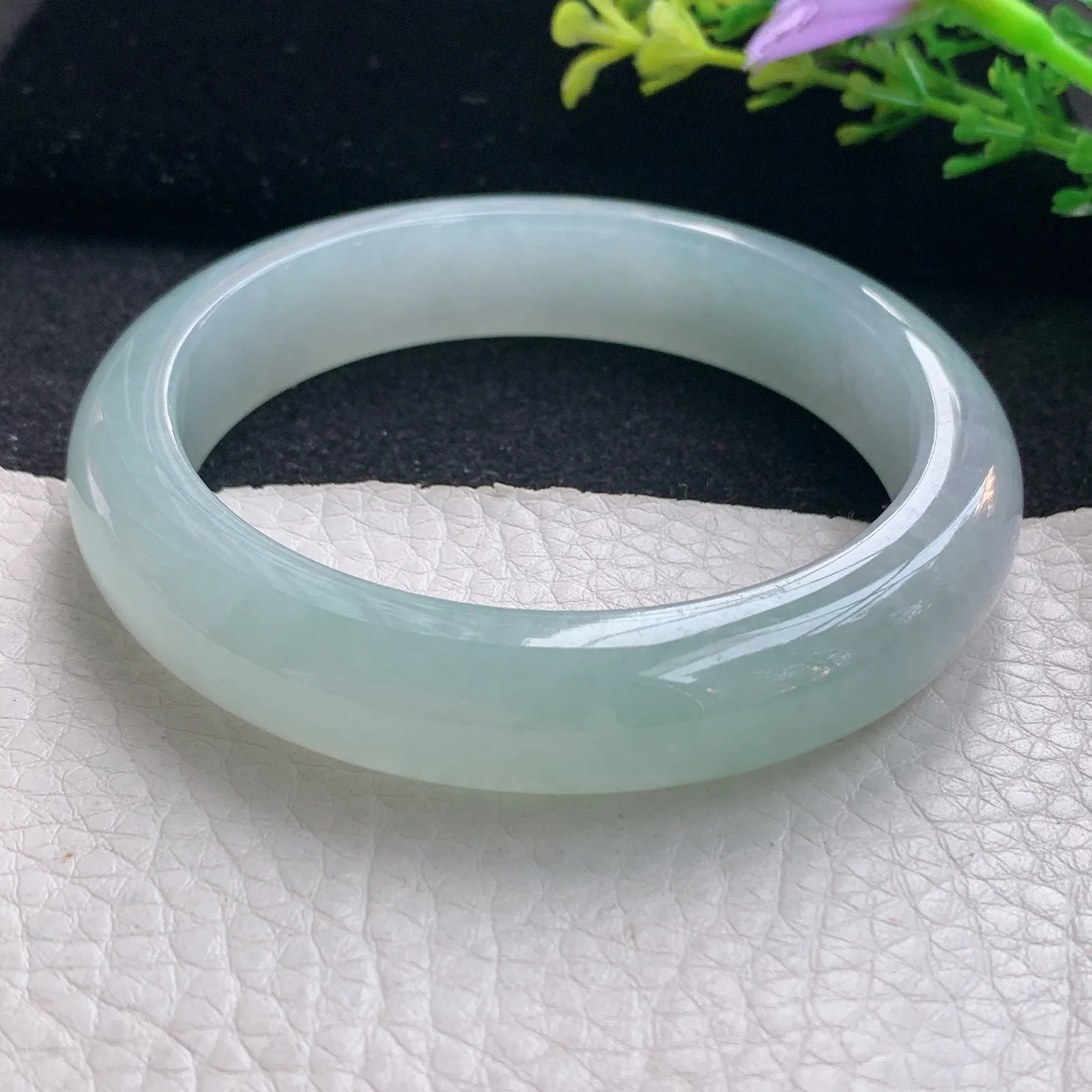 r自然光56.5*12.5*8.5平安镯 翡翠a货玉手镯清爽宽边珠宝玉手环