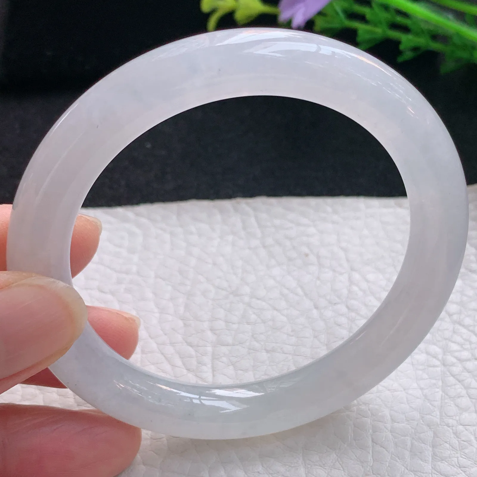 nr自然光56*9.3美人镯 翡翠a货玉手镯冰润圆条珠宝玉手环