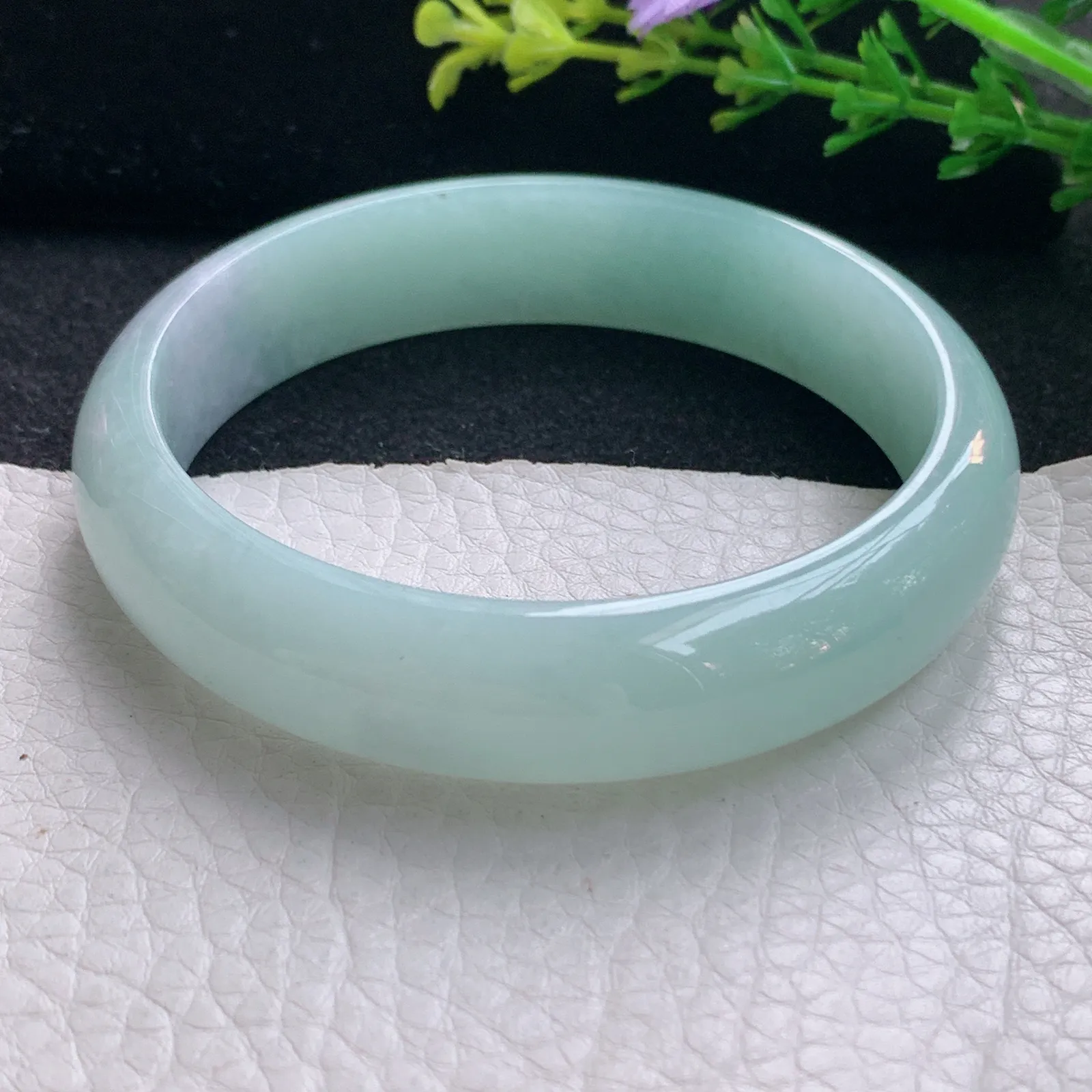 nr自然光59*13.9*7平安镯 翡翠a货玉手镯春带彩宽边珠宝玉手环