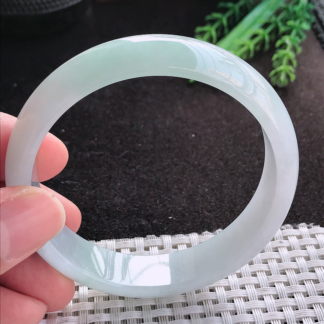 天然A货翡翠58.5/14.5/6.8老坑冰透起胶冰纯手镯宽边玉镯