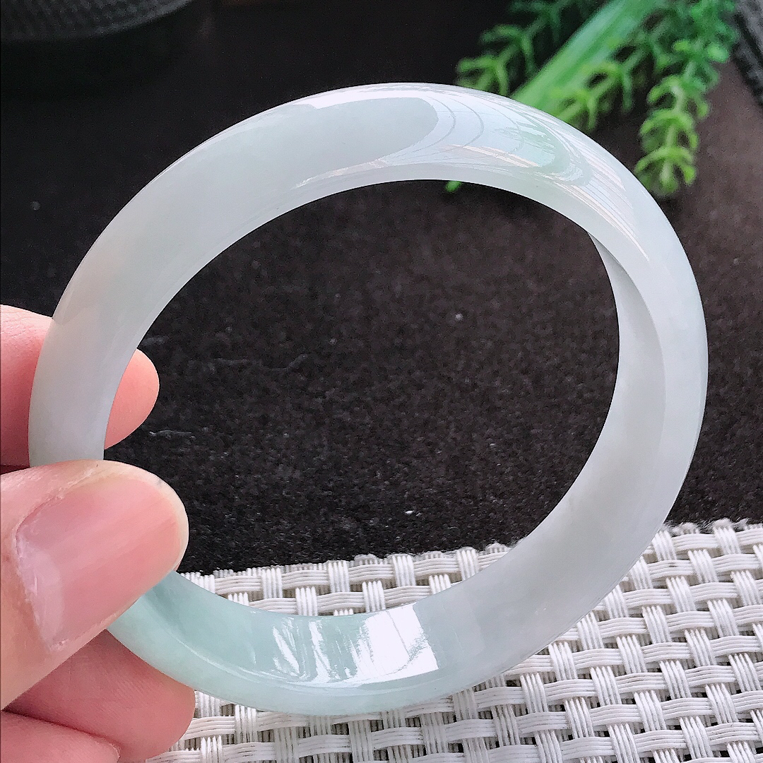 天然A货翡翠58.5/14.5/6.8老坑冰透起胶冰纯手镯宽边玉镯