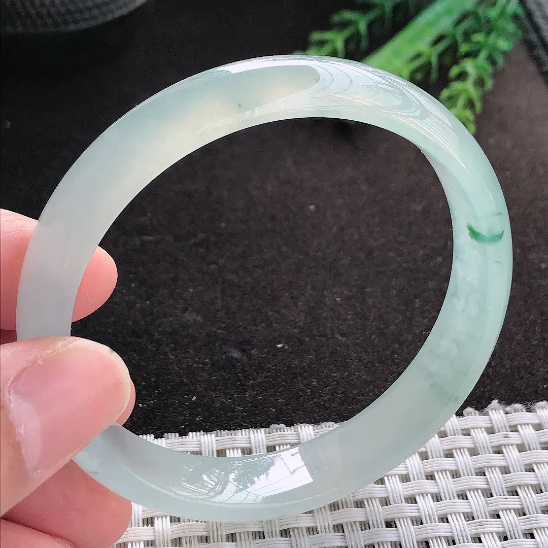 天然A货翡翠59.5/12.6/6.6老坑冰胶果冻冰飘花手镯宽边玉镯