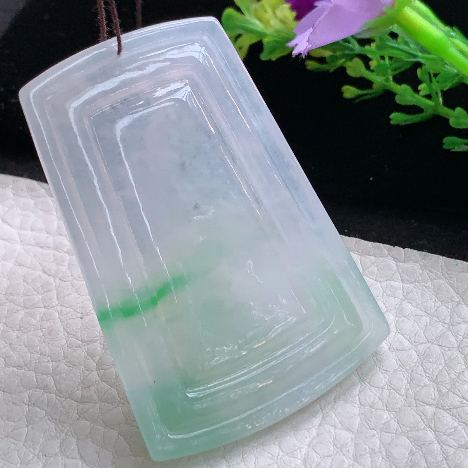 gp实拍60.5*41.5*5.5缅甸翡翠a货精雕冰飘阳绿大好河山 山水玉吊坠 玉挂件