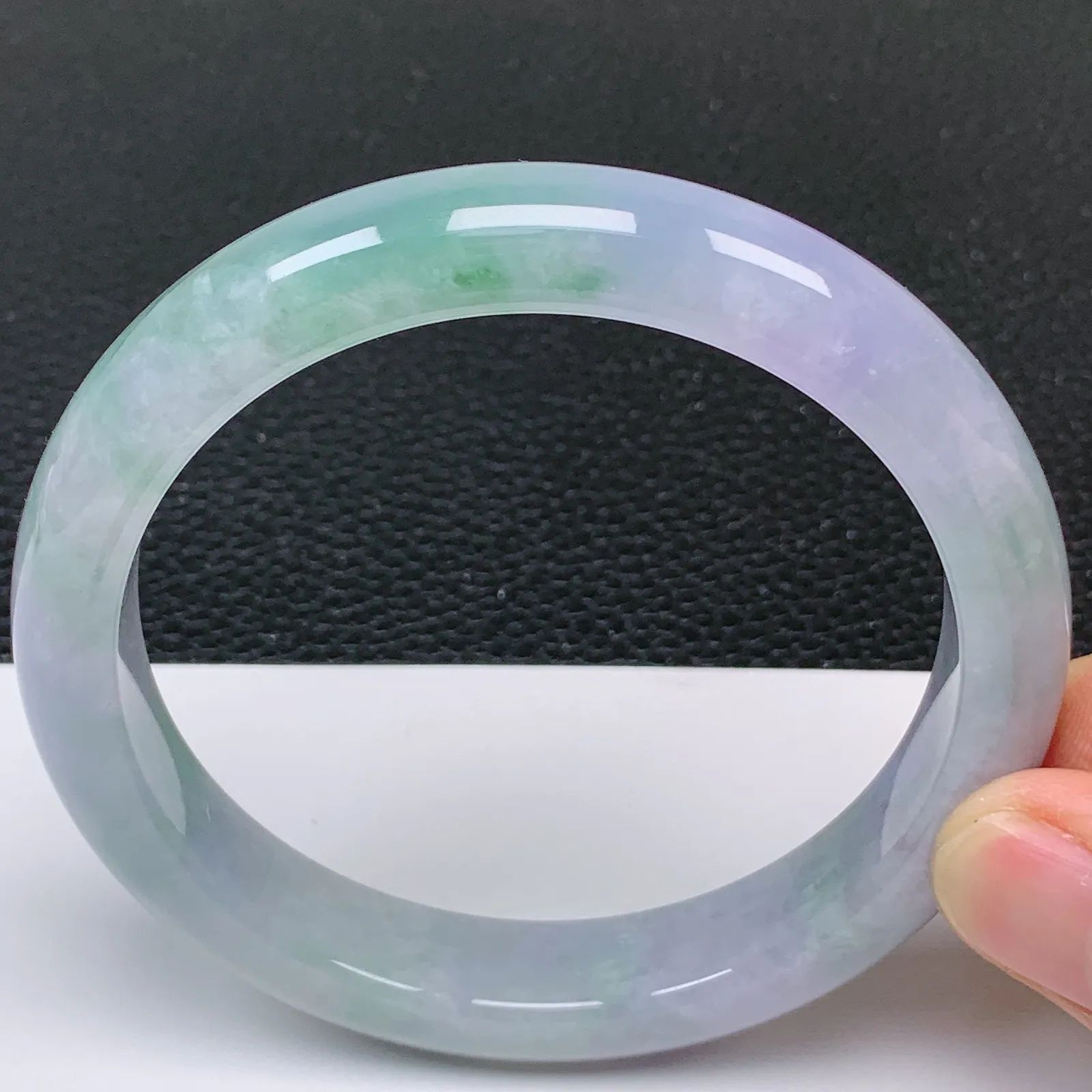 62～63大圈口 翡翠A货老坑紫罗兰手镯