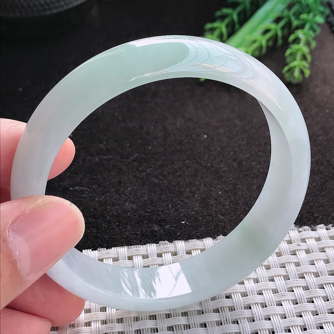 天然A货翡翠58.5/14.5/6.8老坑冰透起胶冰纯手镯宽边玉镯