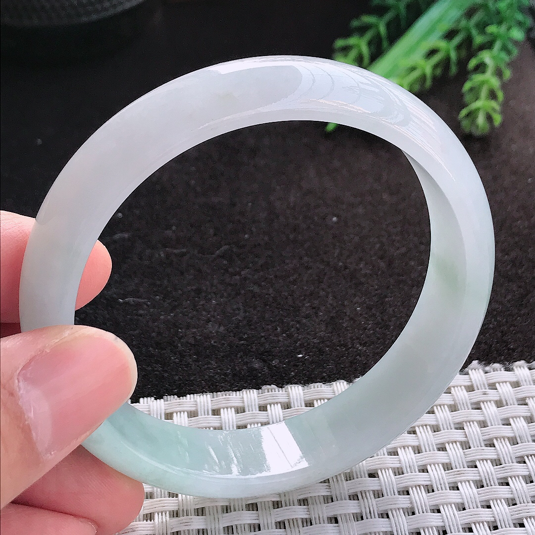 天然A货翡翠58.5/14.5/6.8老坑冰透起胶冰纯手镯宽边玉镯