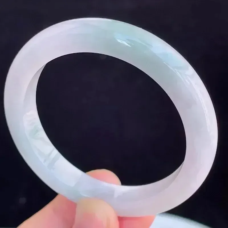 52.8圈好种水玉石天然翡翠A货水润有种有色飘绿手镯44.78g