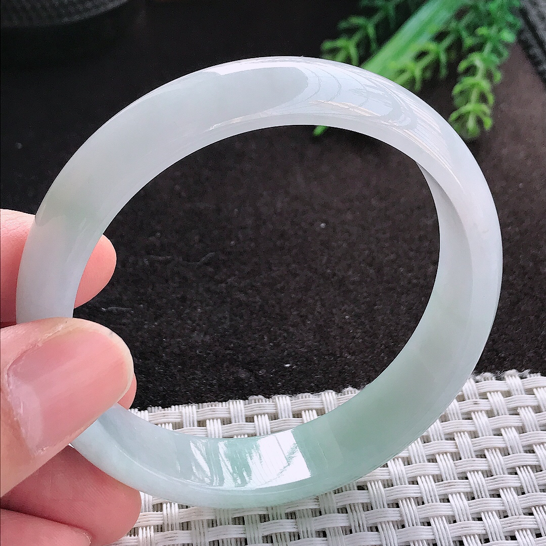 天然A货翡翠58.5/14.5/6.8老坑冰透起胶冰纯手镯宽边玉镯