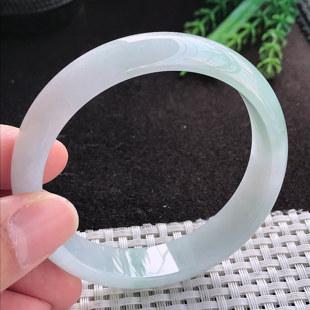 天然A货翡翠58.5/14.5/6.8老坑冰透起胶冰纯手镯宽边玉镯