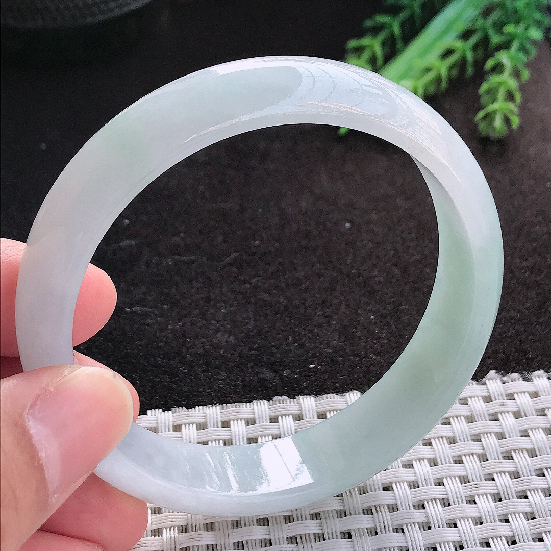 天然A货翡翠58.5/14.5/6.8老坑冰透起胶冰纯手镯宽边玉镯