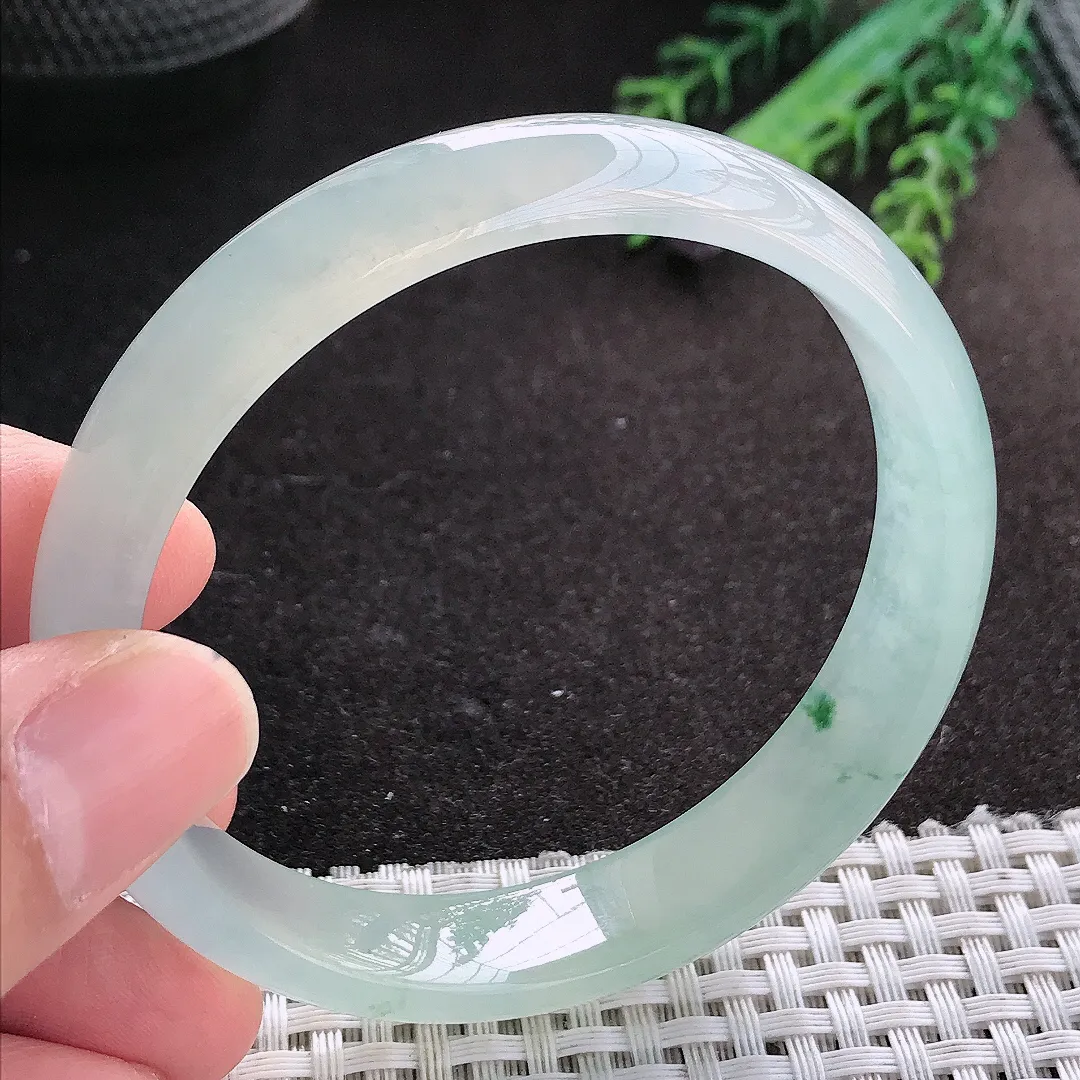 天然A货翡翠59.5/12.6/6.6老坑冰胶果冻冰飘花手镯宽边玉镯