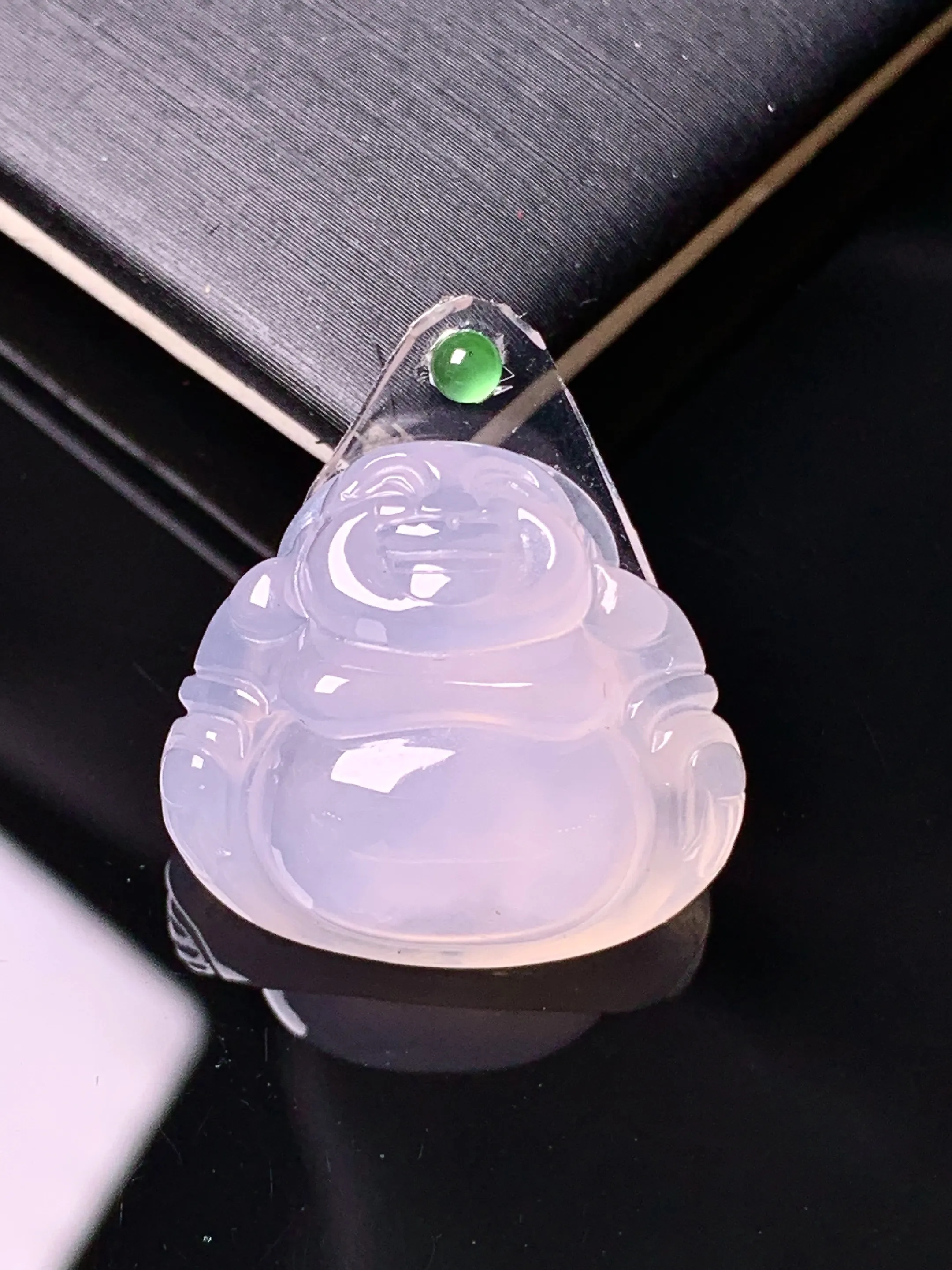 镶嵌款 冰种佛公吊坠 玉质细腻 水润亮眼 色泽艳丽 整体尺寸19.5*21.6*9