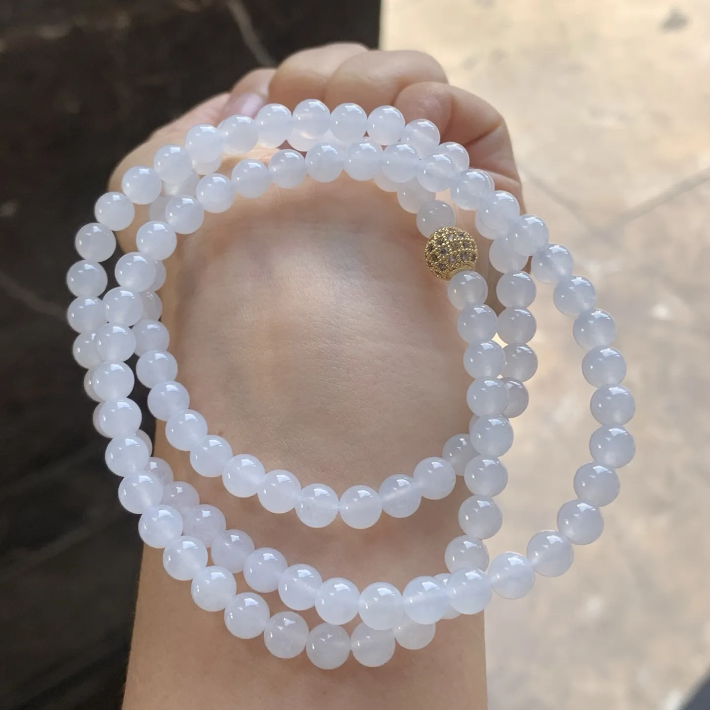 白冰珠链^_^玉质温润 清新干净