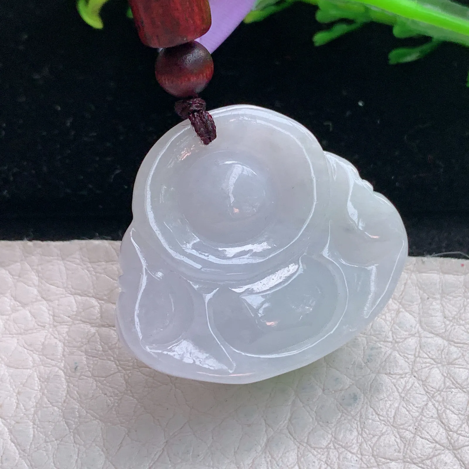 zen自然光30.5*34*11.6缅甸翡翠a货饱满清新佛公 弥勒佛玉吊坠 玉挂件