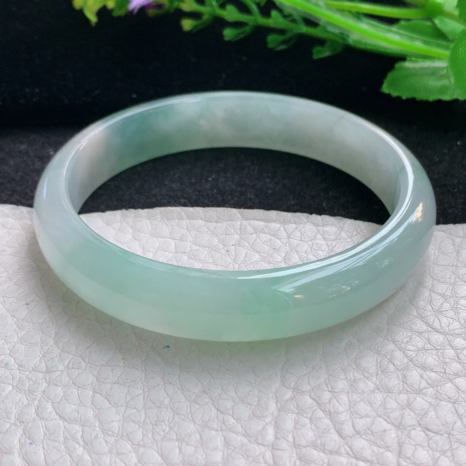 cc自然光57*11.8*6.5平安镯 天然缅甸翡翠冰润清新宽边玉手镯 珠宝玉手环