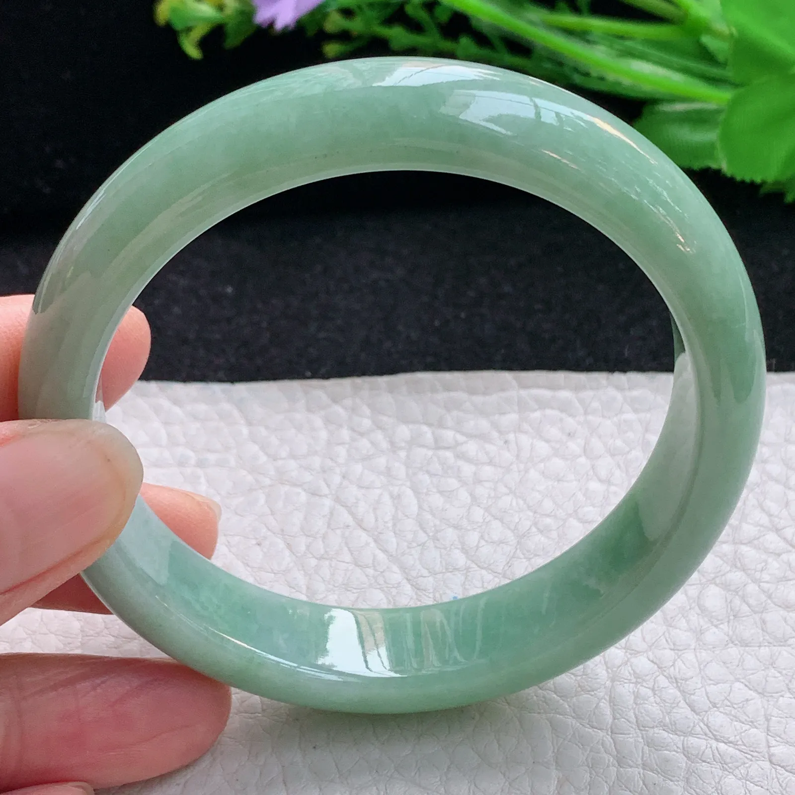 xx自然光59*13.3*8.2平安镯 翡翠a货玉手镯水润湖水绿宽边玉手环