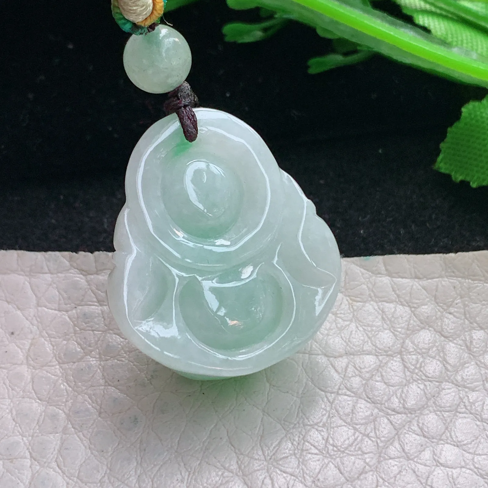 zen自然光26.7*23.5*11缅甸翡翠a货饱满飘绿佛公 弥勒佛玉吊坠 玉挂件