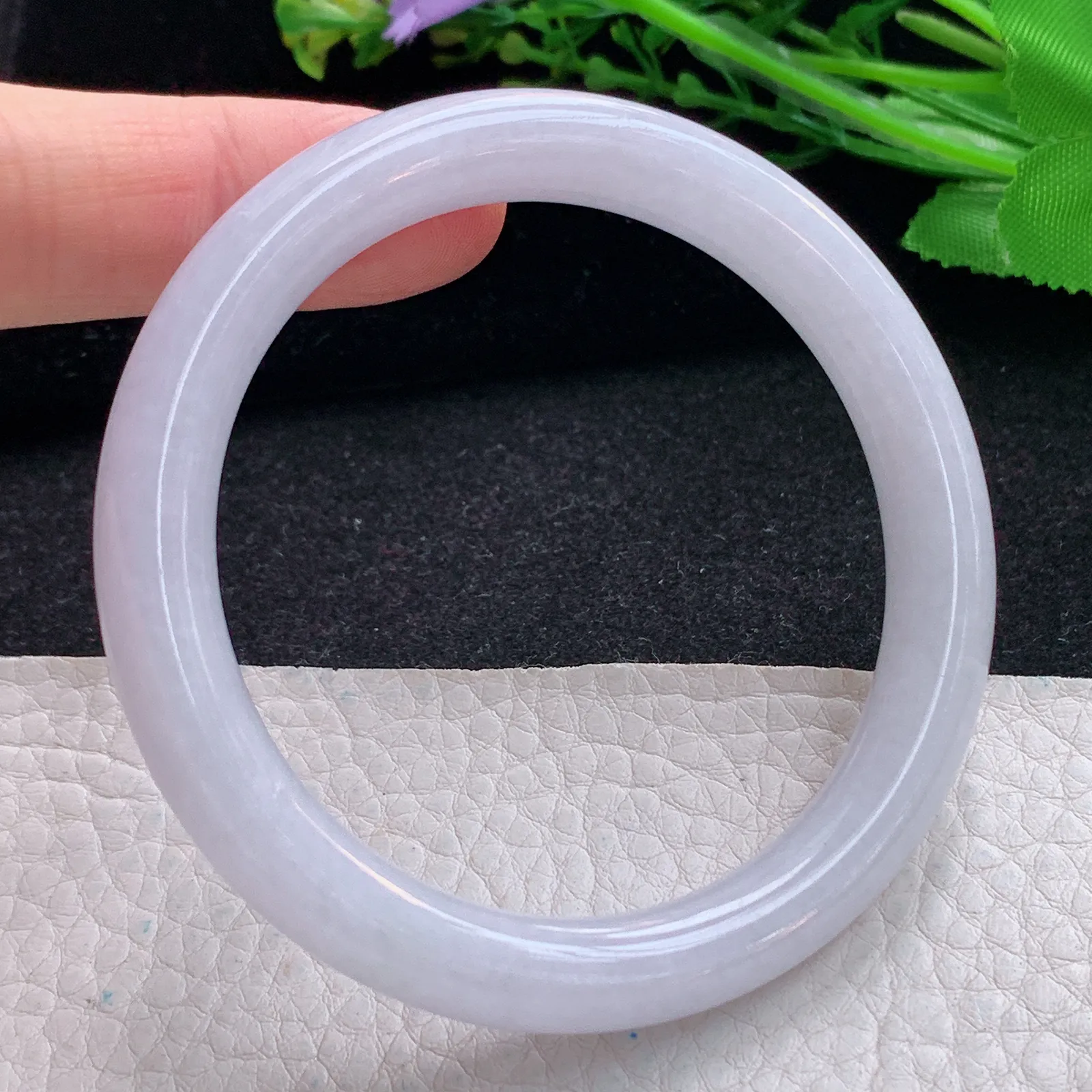 ss自然光55*8.9*8.8叮当镯 翡翠a货玉手镯水润白月光圆条珠宝玉手环