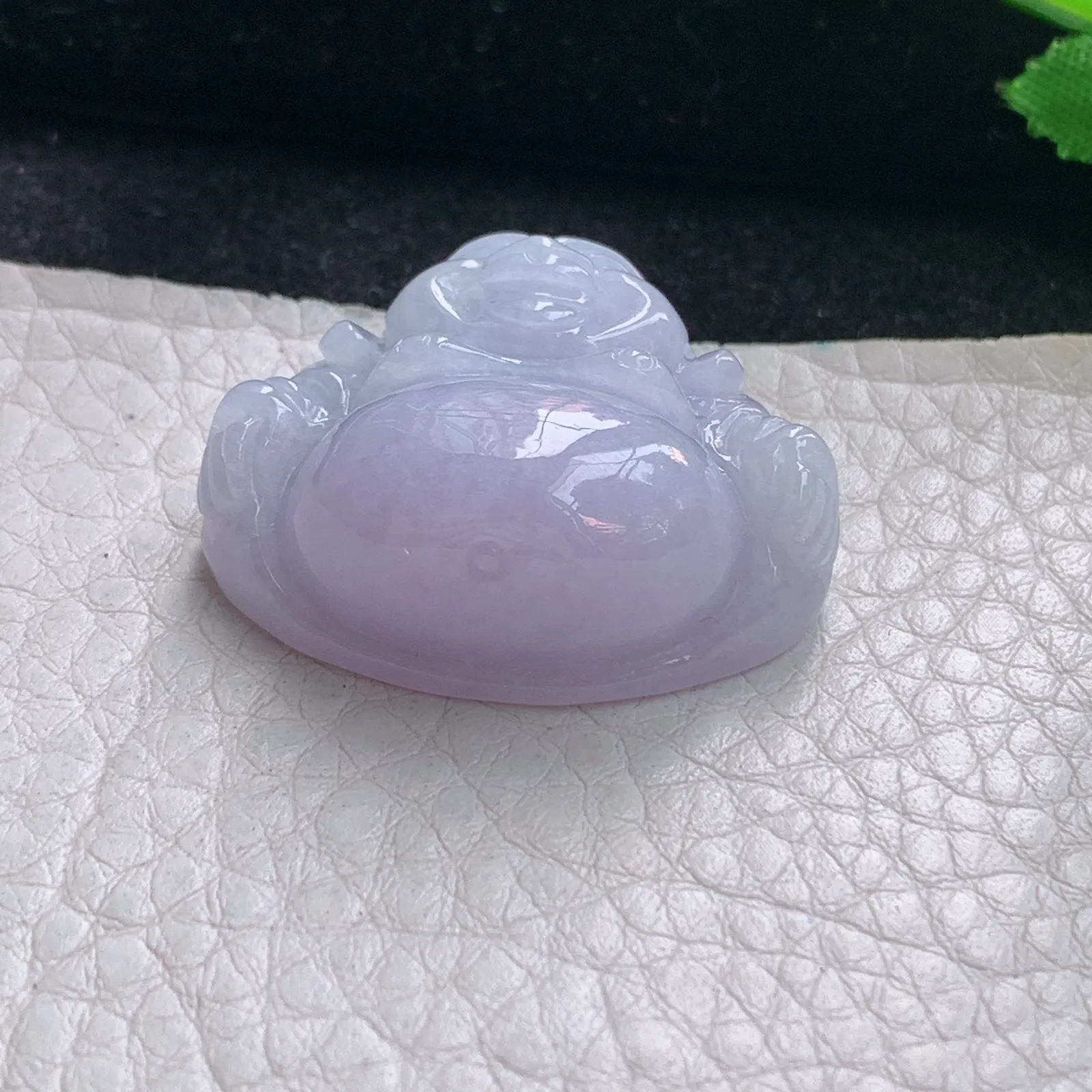 zen自然光26.8*32*13缅甸翡翠a货饱满紫罗兰佛公 弥勒佛玉吊坠 玉挂件