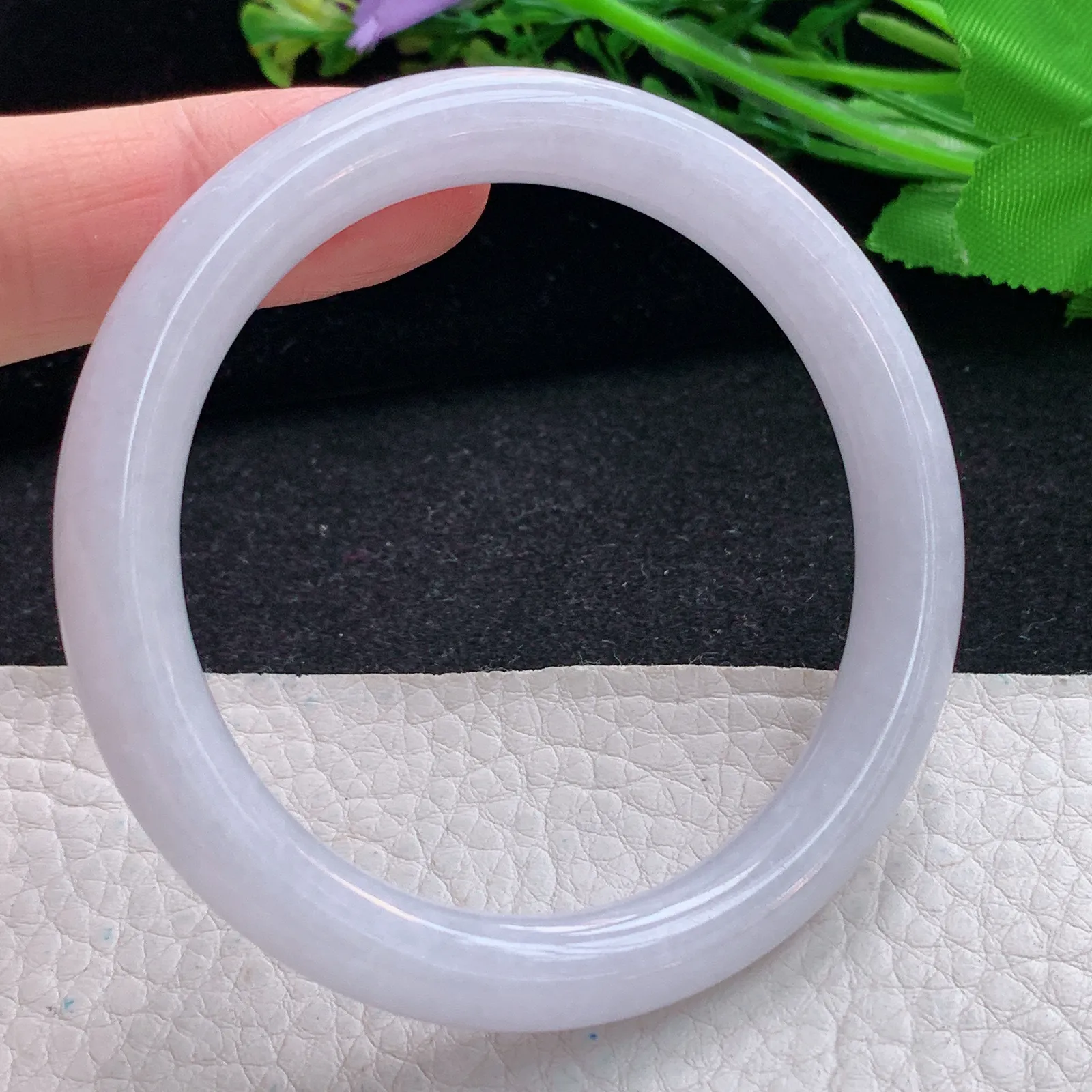 ss自然光55*8.9*8.8叮当镯 翡翠a货玉手镯水润白月光圆条珠宝玉手环