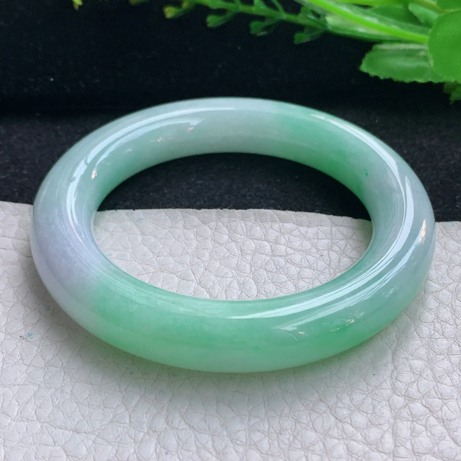 ss小圈口51*11胖圆镯 翡翠a货玉手镯春带彩圆条珠宝玉手环 美人镯