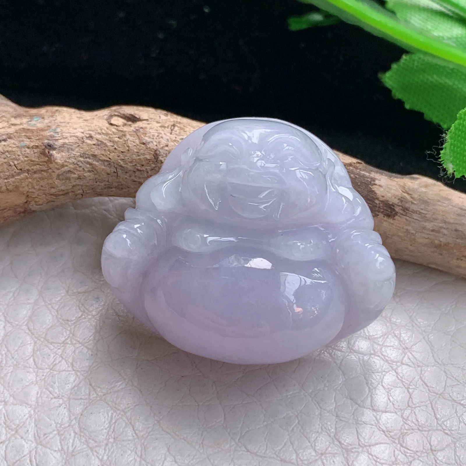 zen自然光26.8*32*13缅甸翡翠a货饱满紫罗兰佛公 弥勒佛玉吊坠 玉挂件