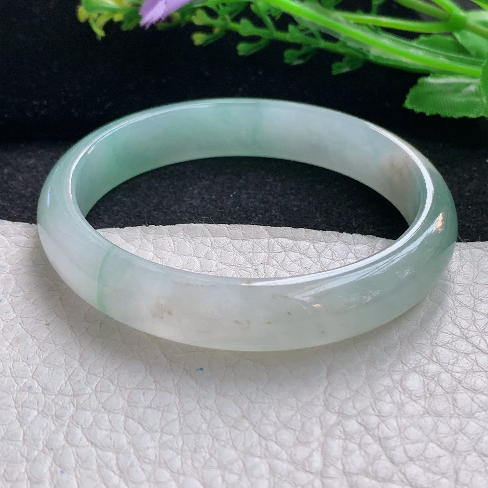 cc自然光57*11.8*6.5平安镯 天然缅甸翡翠冰润清新宽边玉手镯 珠宝玉手环