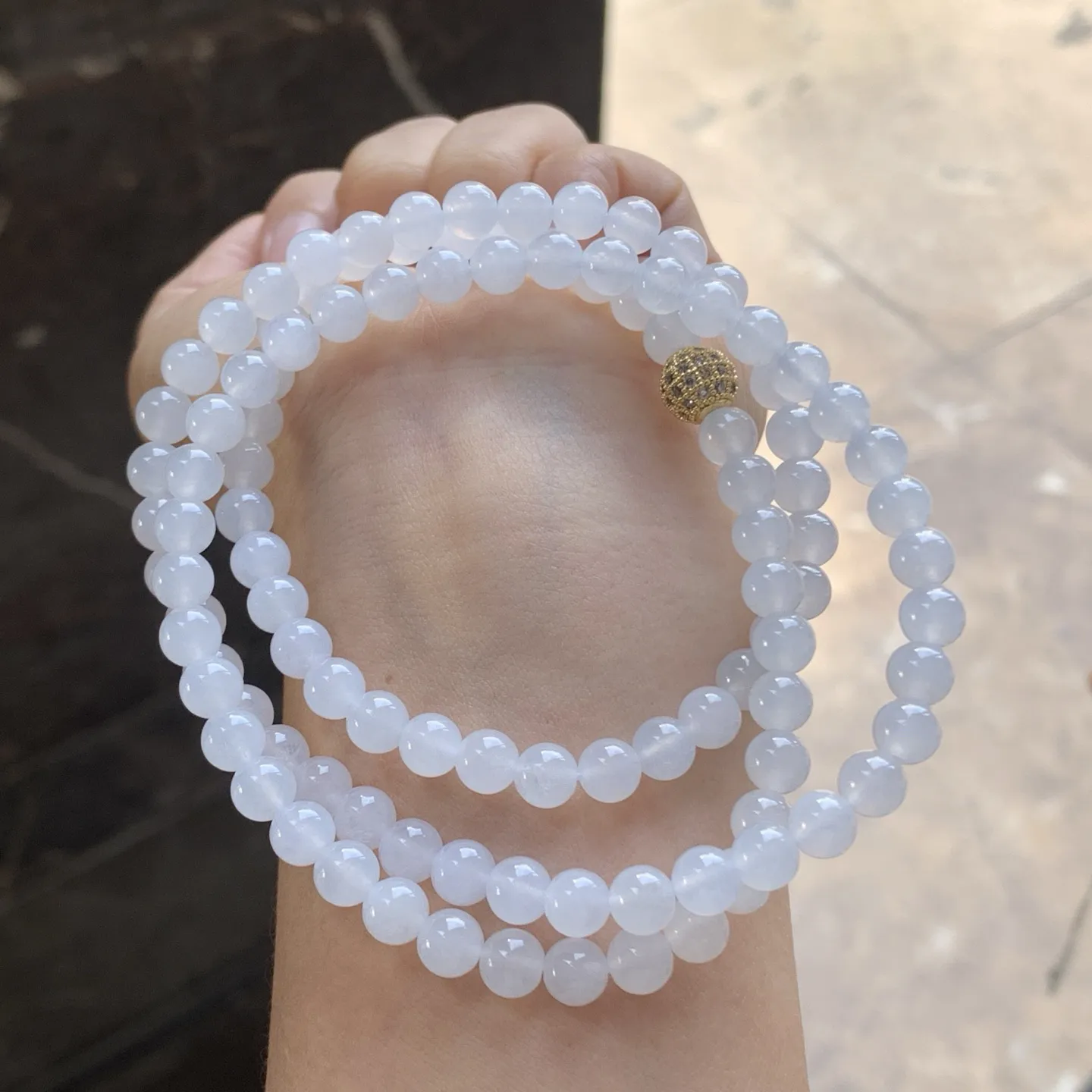 白冰珠链^_^玉质温润 清新干净