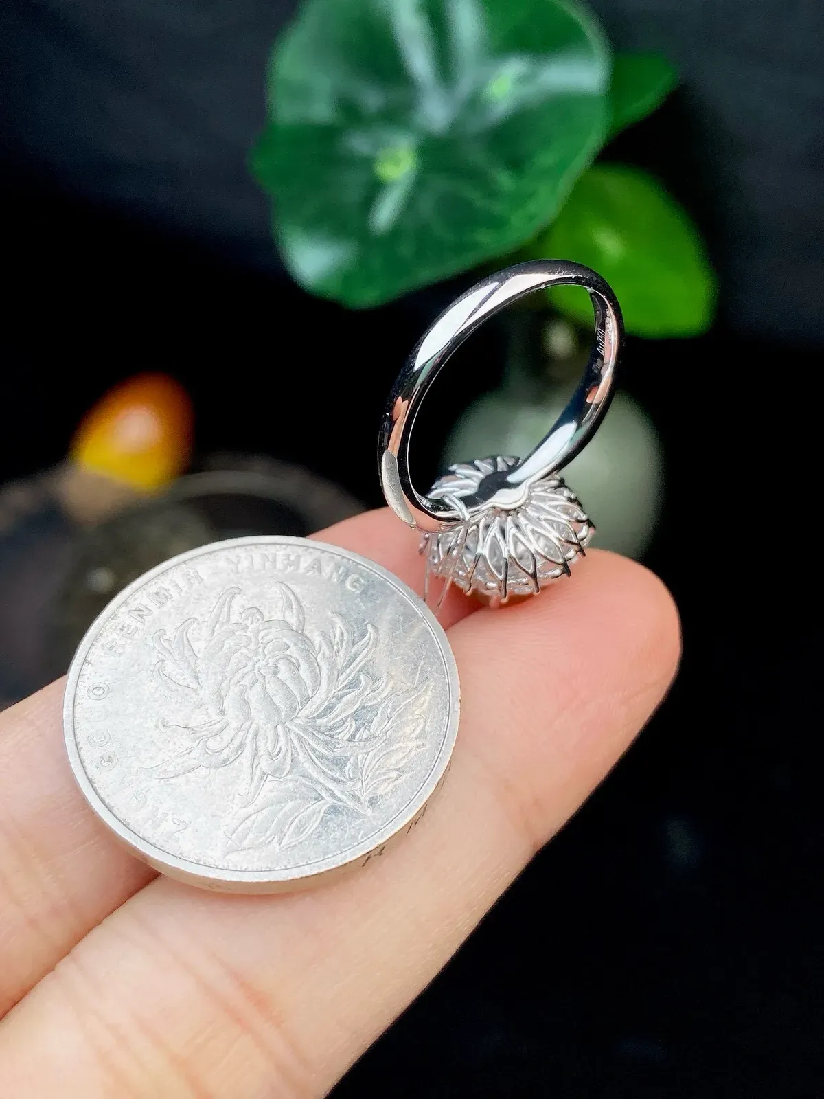 【冰种黄蛋戒指】种水上乘，晶莹剔透，纯净通透，18k金钻精美镶嵌，裸石尺寸8.6*3.8毫米，圈口可改