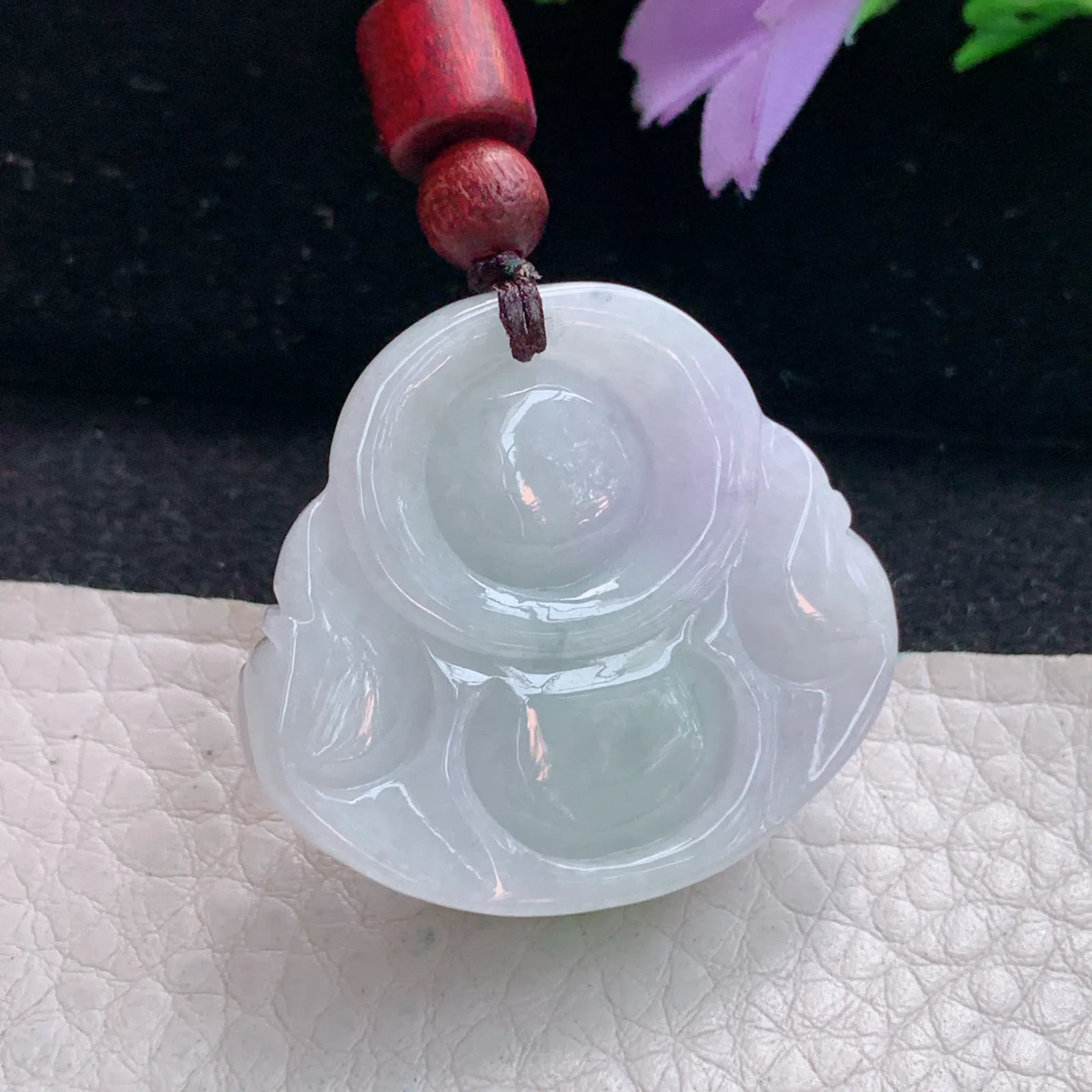 zen自然光31.6*33.8*12.5缅甸翡翠a货饱满飘绿佛公 弥勒佛玉吊坠 玉挂件